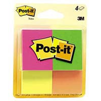 Post-It Note Pads, Fluorescent Colors, 1.5 Inches X 2 Inches , 1 Ea